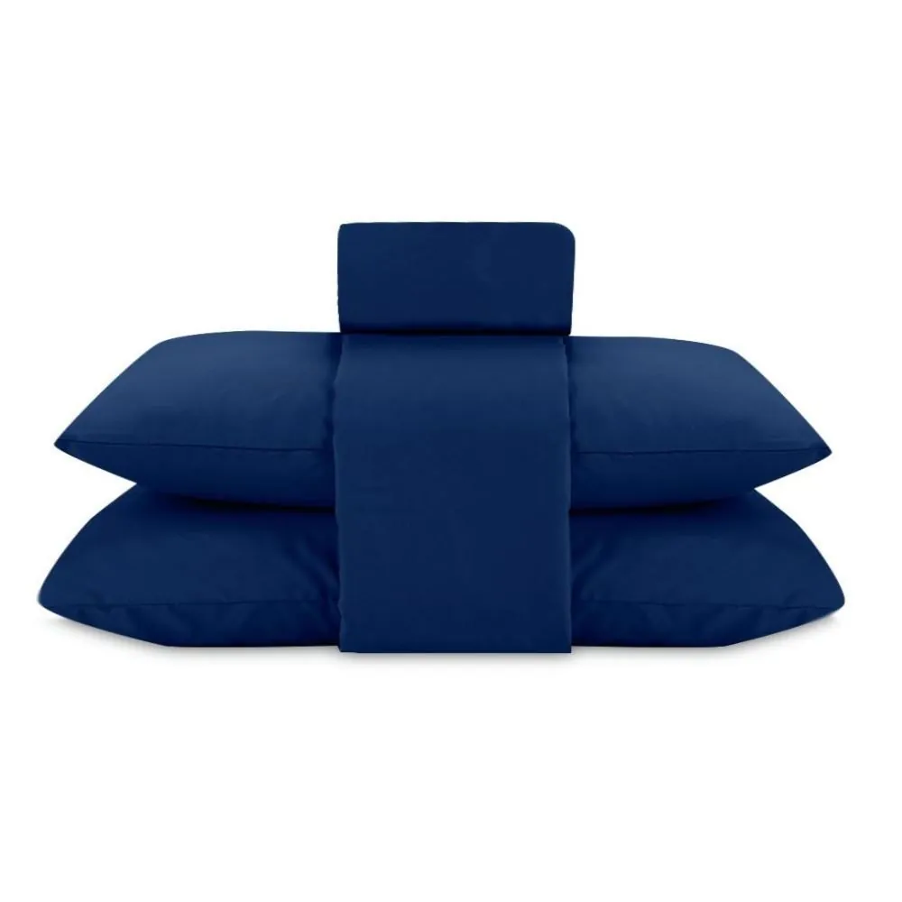 Jogo de Cama Casal Elegance Liso 4 pçs - Azul Marinho