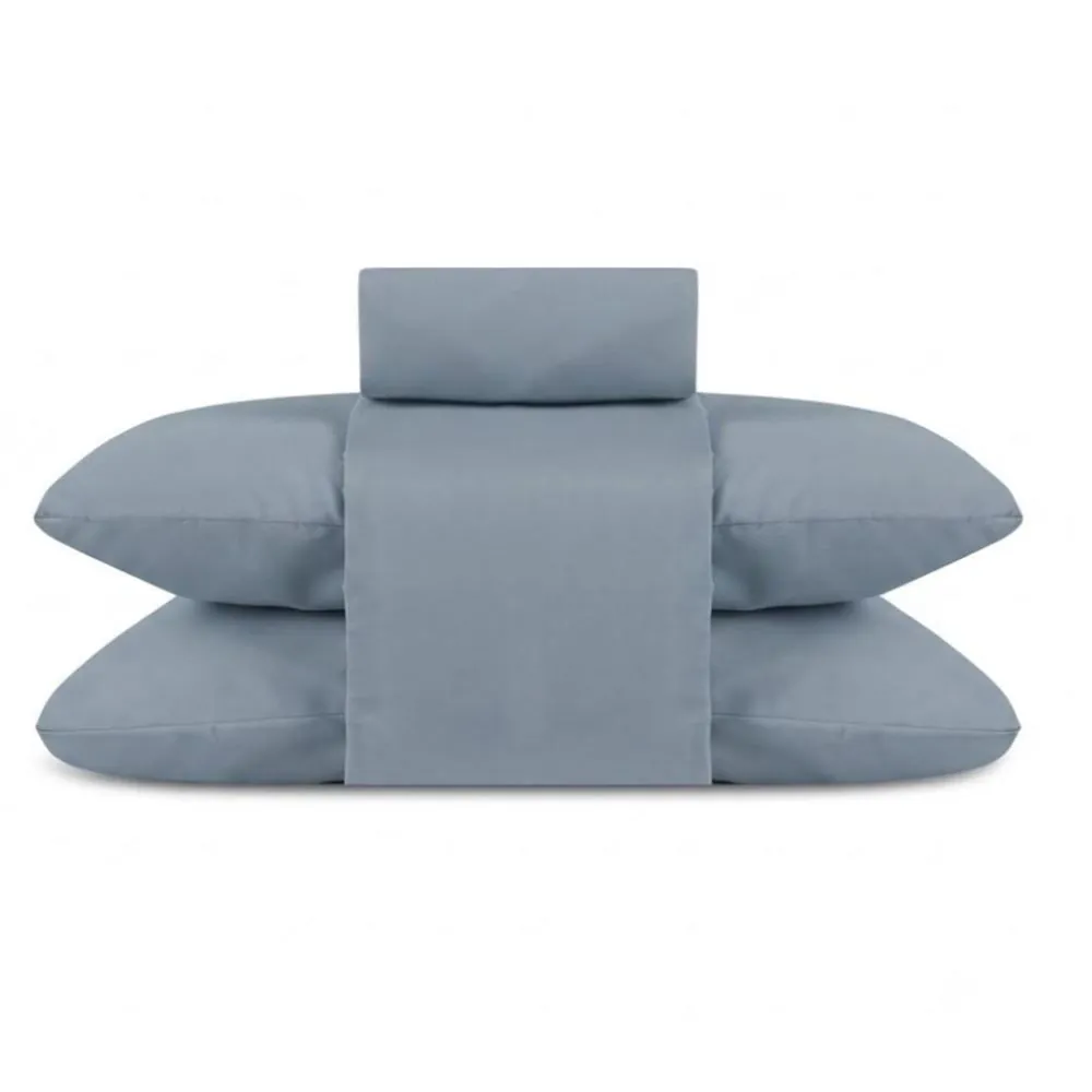 Jogo de Cama Casal Elegance Liso 4 pçs - Azul