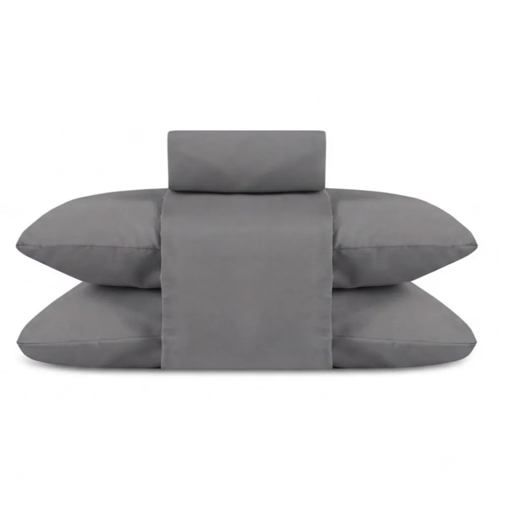 Jogo de Cama Casal Elegance Liso 4 pçs - Cinza Escuro