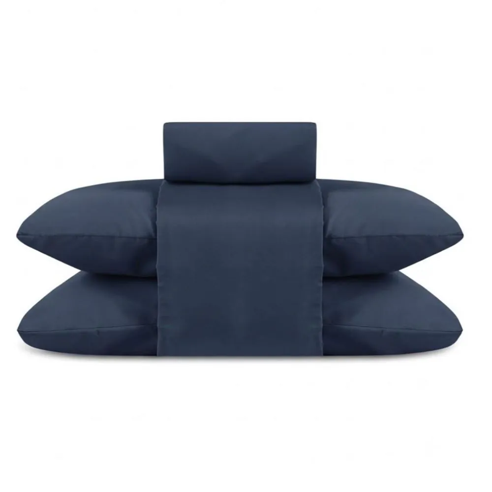 Jogo de Cama Casal Elegance Liso 4 pçs - Marinho