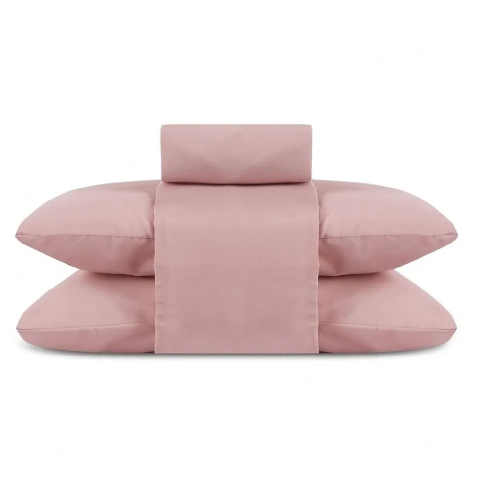Jogo de Cama Casal Elegance Liso 4 pçs - Rosa 2
