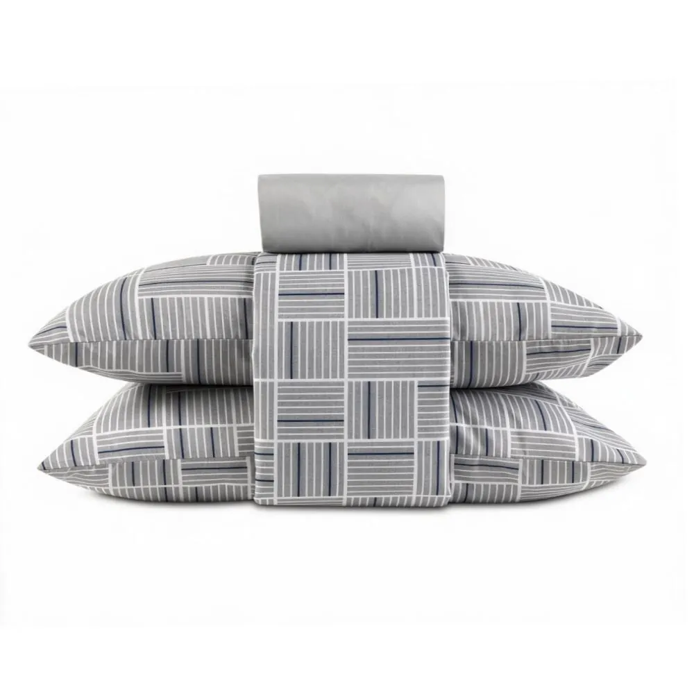 Jogo de Cama Casal Elegance 4 pçs - Detroit Geo Cinza