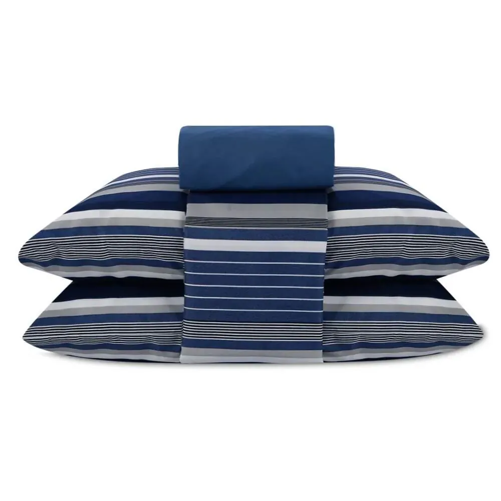 Jogo de Cama Casal Elegance 4 pçs - Fábio Listra Azul Escuro
