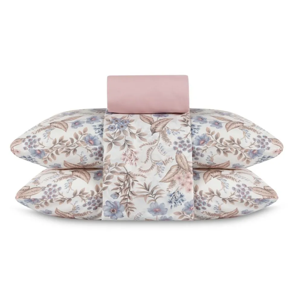 Jogo de Cama Casal Elegance 4 pçs - Giardino Bloom Rosa