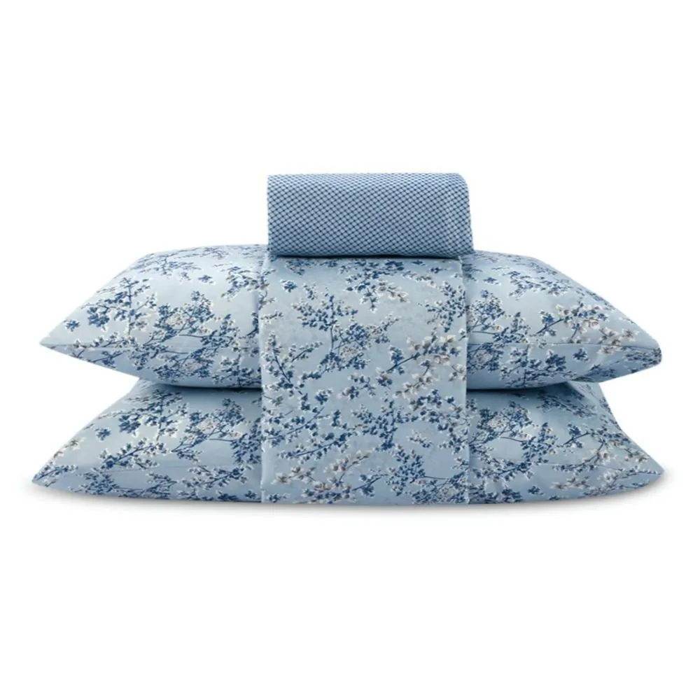 Jogo de Cama Casal Napoli 4 pçs - Charme Azul