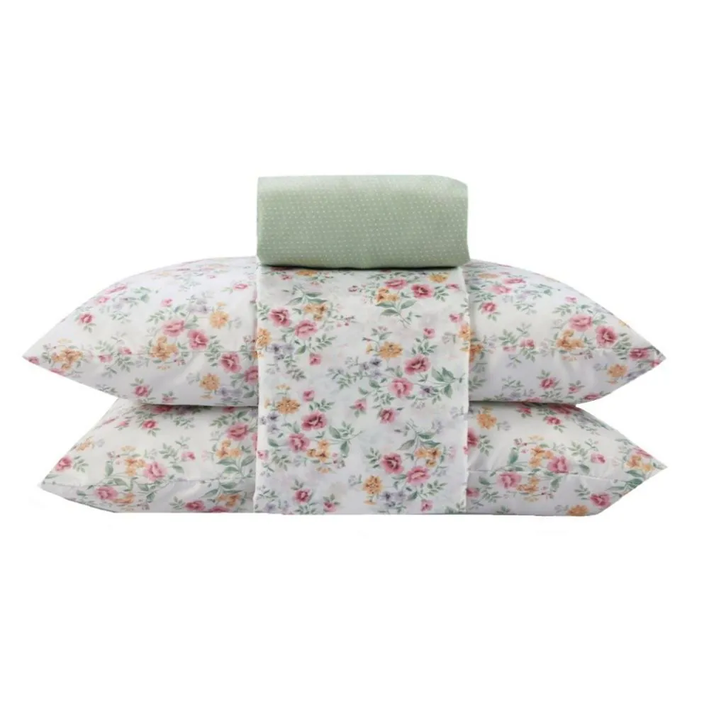 Jogo de Cama Casal Napoli 4 pçs - Luz Flowers Verde