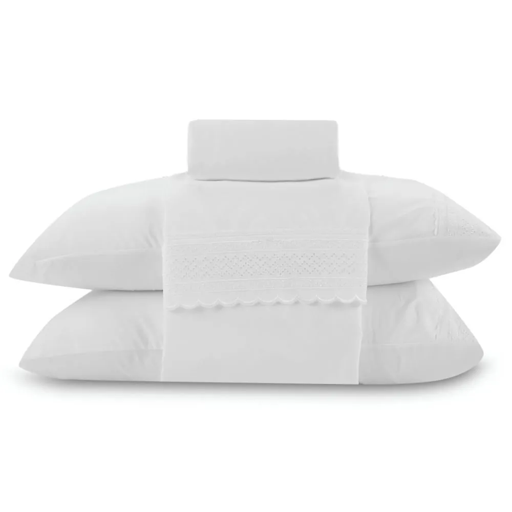 Jogo de Cama Casal Renda Imperial 4 pçs - Branco
