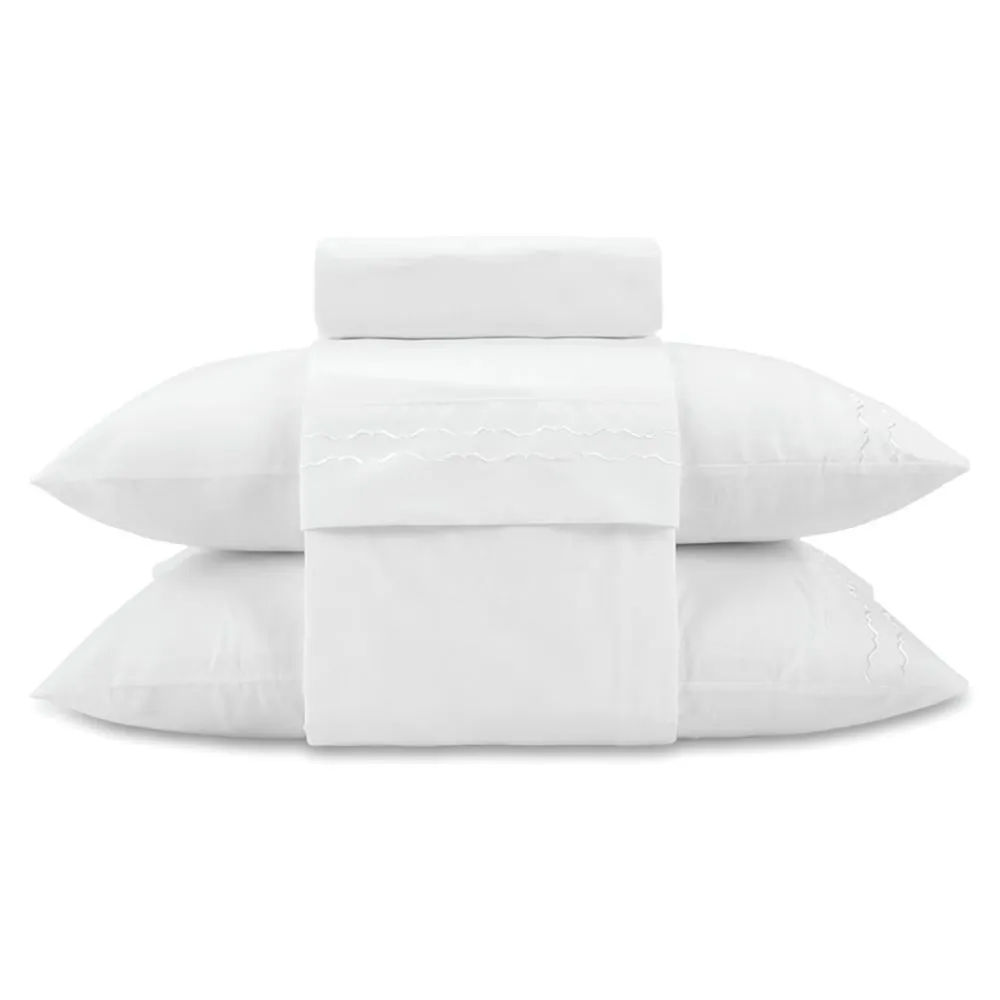 Jogo de Cama Imperial Casal com Bordado 4 pçs - Branco