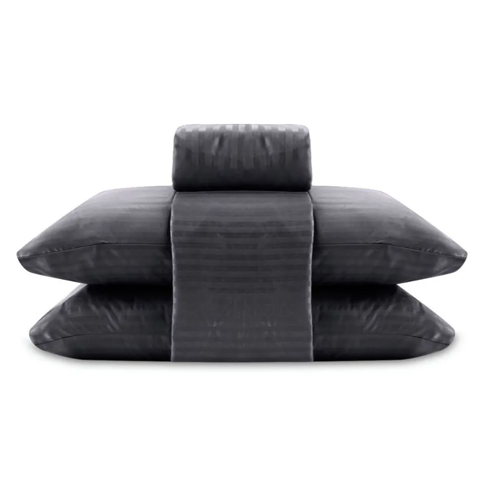 Jogo de Cama King 100% Poliéster Stripe Provence 4 pçs - Cinza
