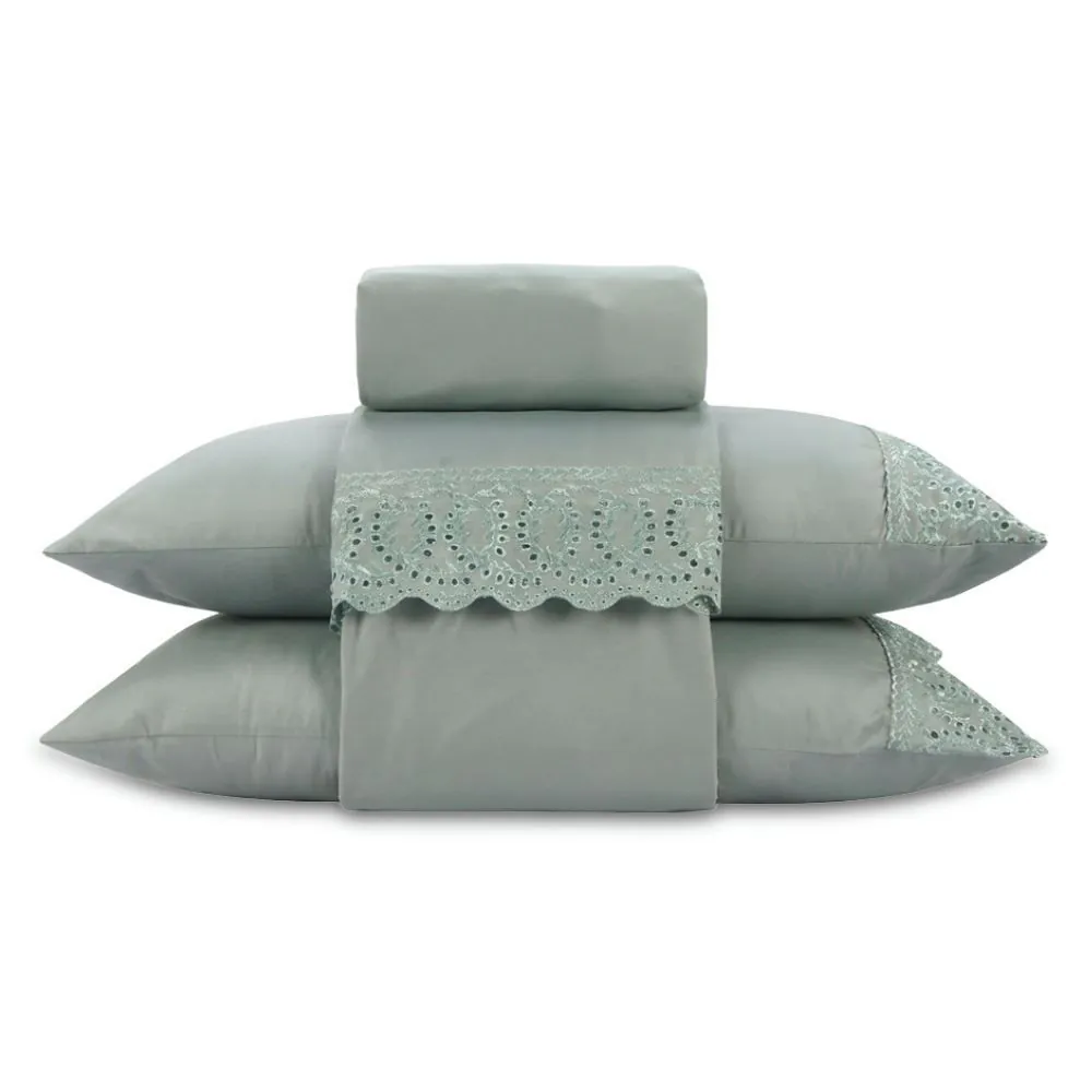 Jogo de Cama King Imperial com Renda 4 pçs - Verde