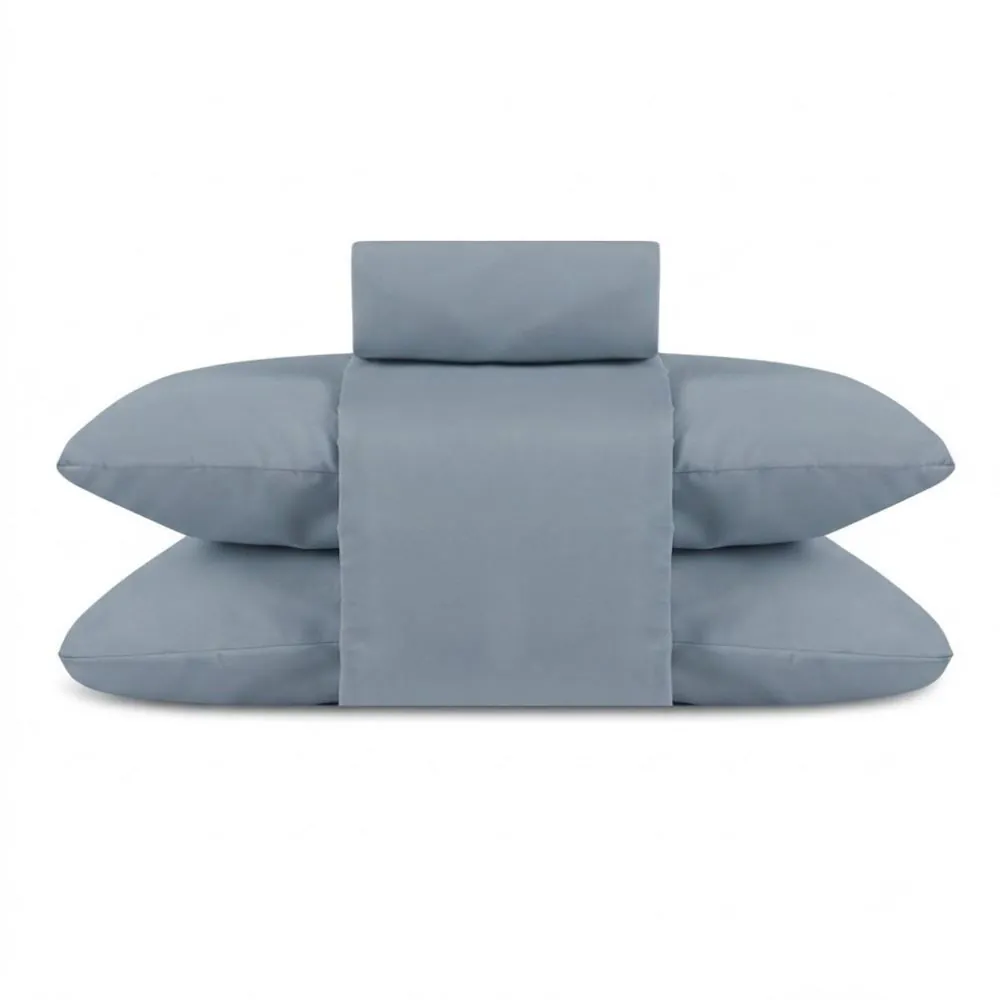 Jogo de Cama King Elegance Liso 4 Peças - Azul