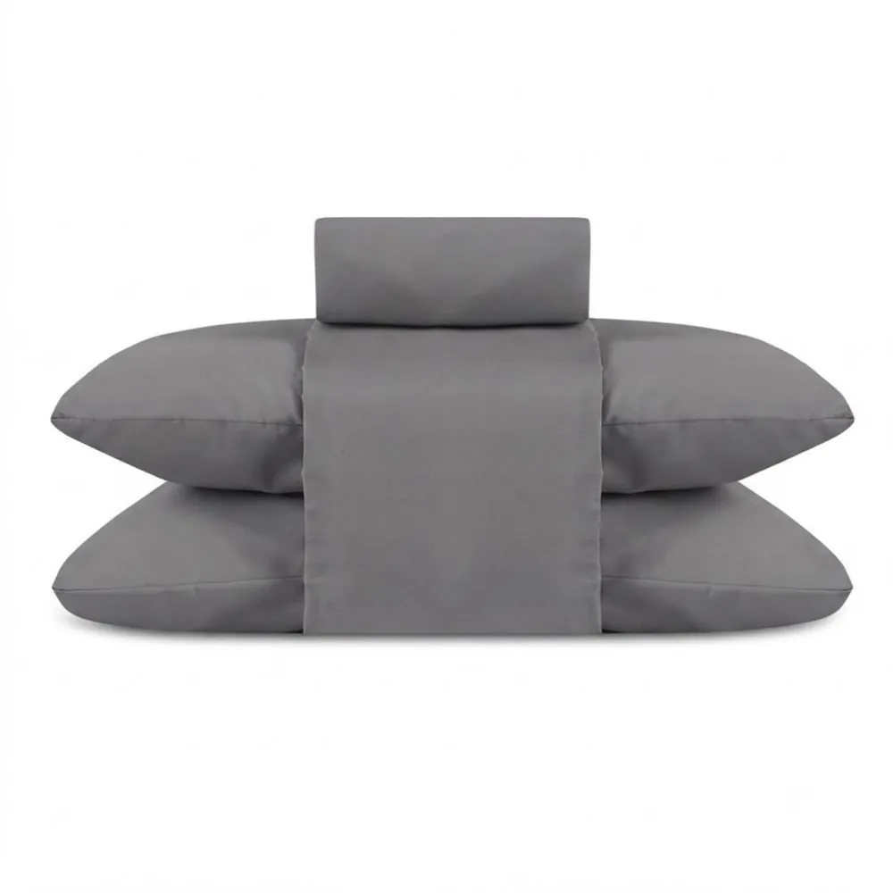 Jogo de Cama King Elegance Liso 4 Peças - Cinza Escuro