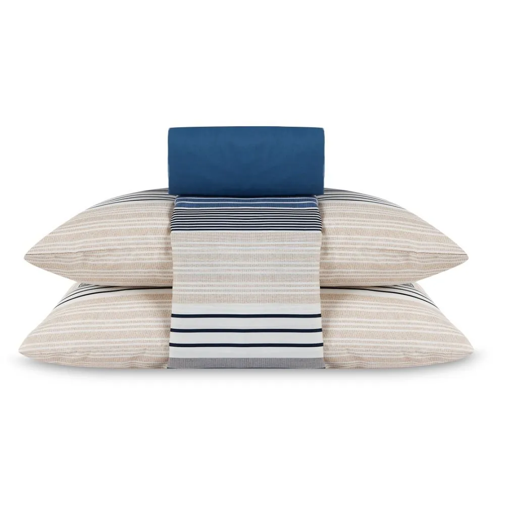 Jogo de Cama King Elegance 4 pçs - Artesano Listra Azul