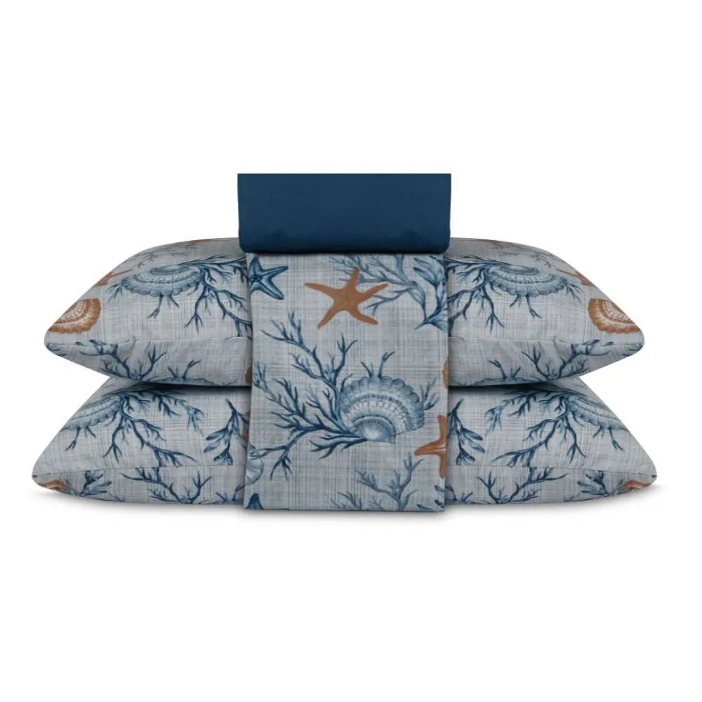 Jogo de Cama King Elegance 4 pçs - Praiana Azul