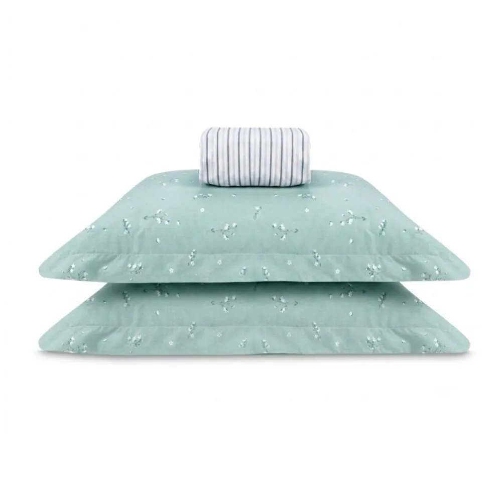 Jogo de Cama King Percal Buona Fortuna 3 pçs - Iris Listra Verde
