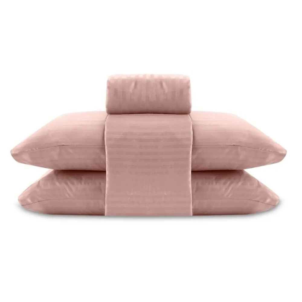 Jogo de Cama King Stripe Provence 4 pçs - Rosa