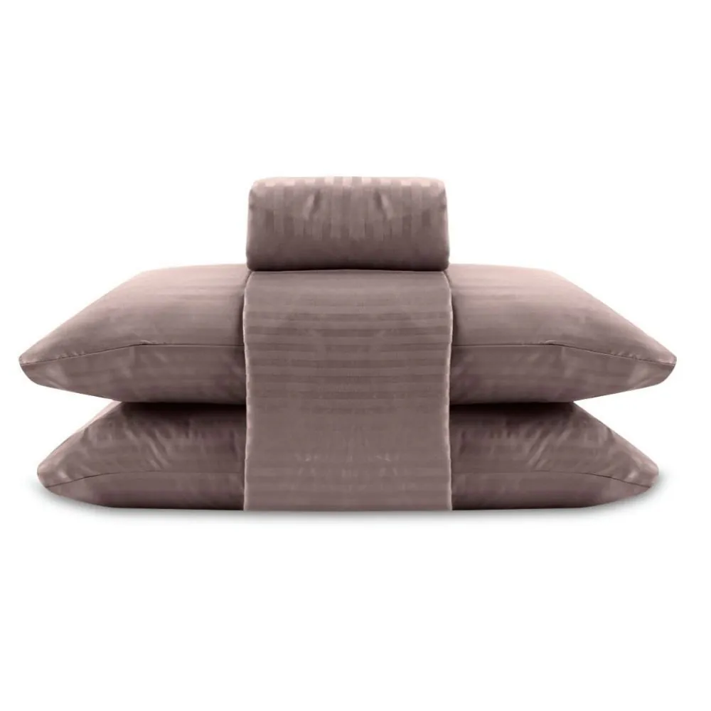 Jogo de Cama Queen 100% Poliéster Stripe Provence 4 pçs - Bege