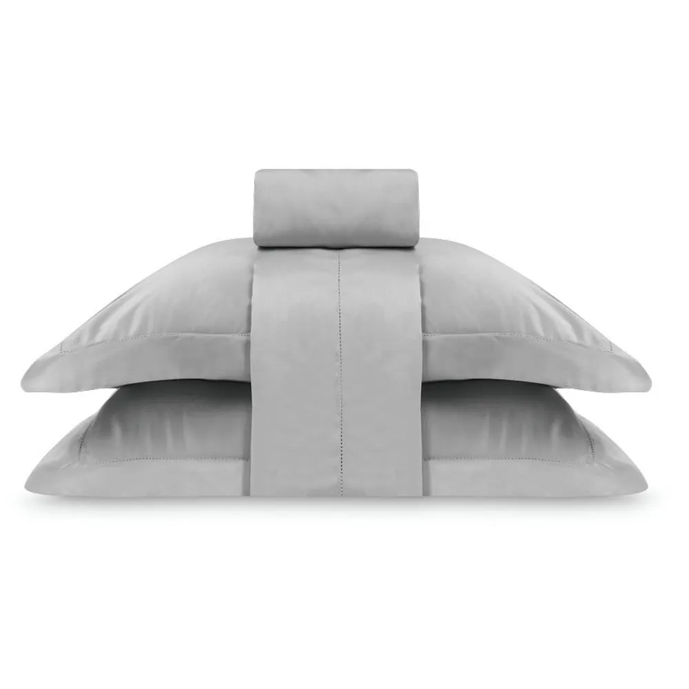 Jogo de Cama Queen 300 Fios Ponto Ajour Buona Fortuna - Prata
