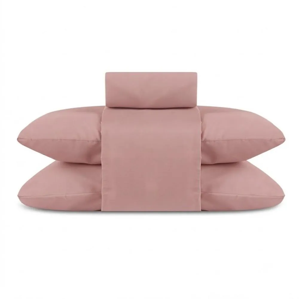 Jogo de Cama Queen Percal Buona Fortuna 4 pçs - Rosa Liso Novo