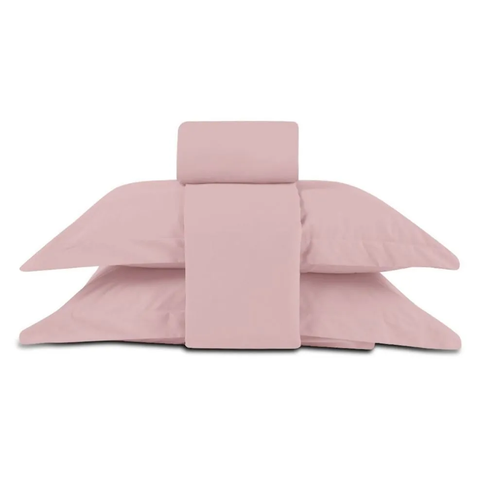 Jogo de Cama Queen Percal Buona Fortuna 4 pçs - Rosa Velho