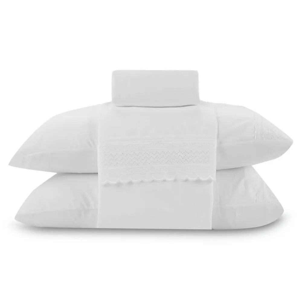 Jogo de Cama Queen com Renda Imperial 4 pçs - Branco
