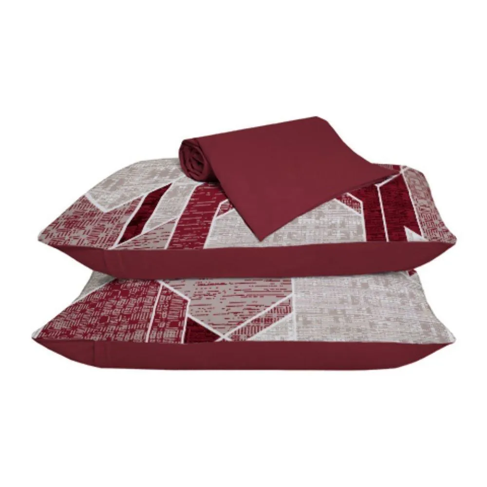 Jogo de Cama Queen Malha 100% Algodão Paris 3 pçs - Rubi Vermelho