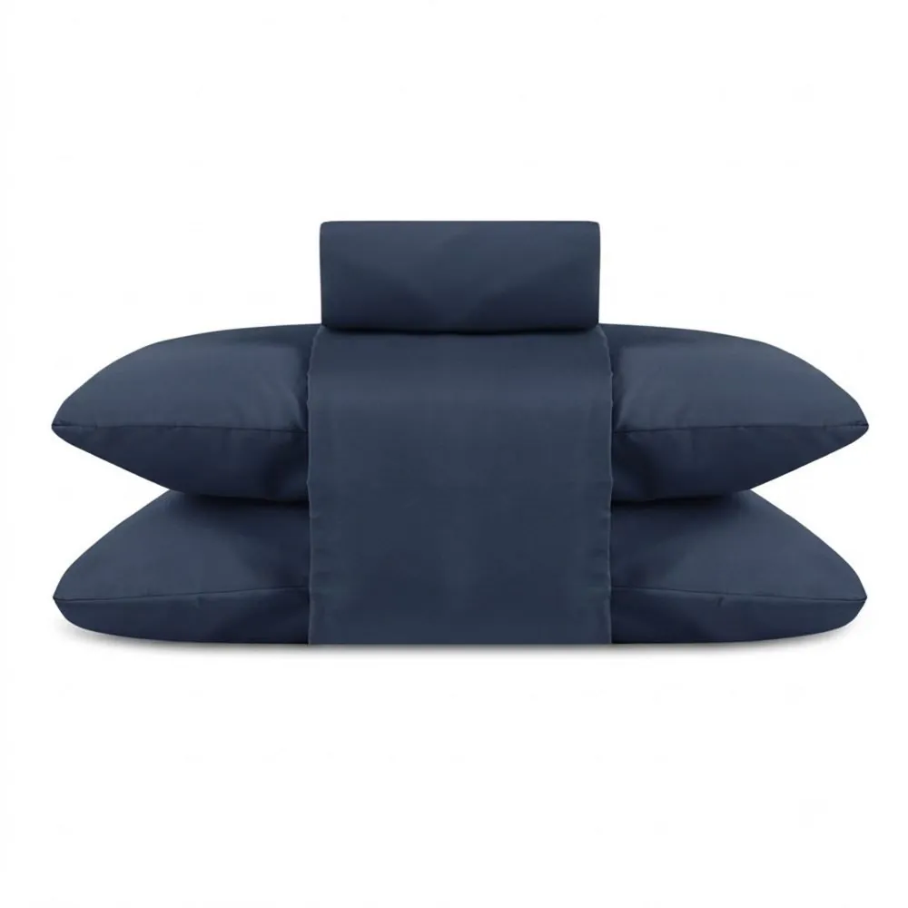 Jogo de Cama Queen Elegance Liso 4 Peças - Azul Marinho 2