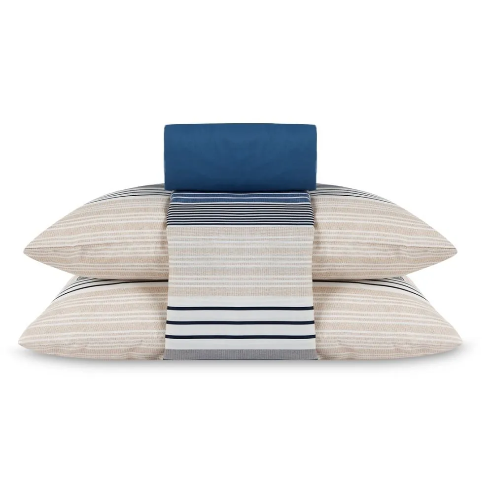 Jogo de Cama Queen Elegance 4 pçs - Artesano Listra Azul