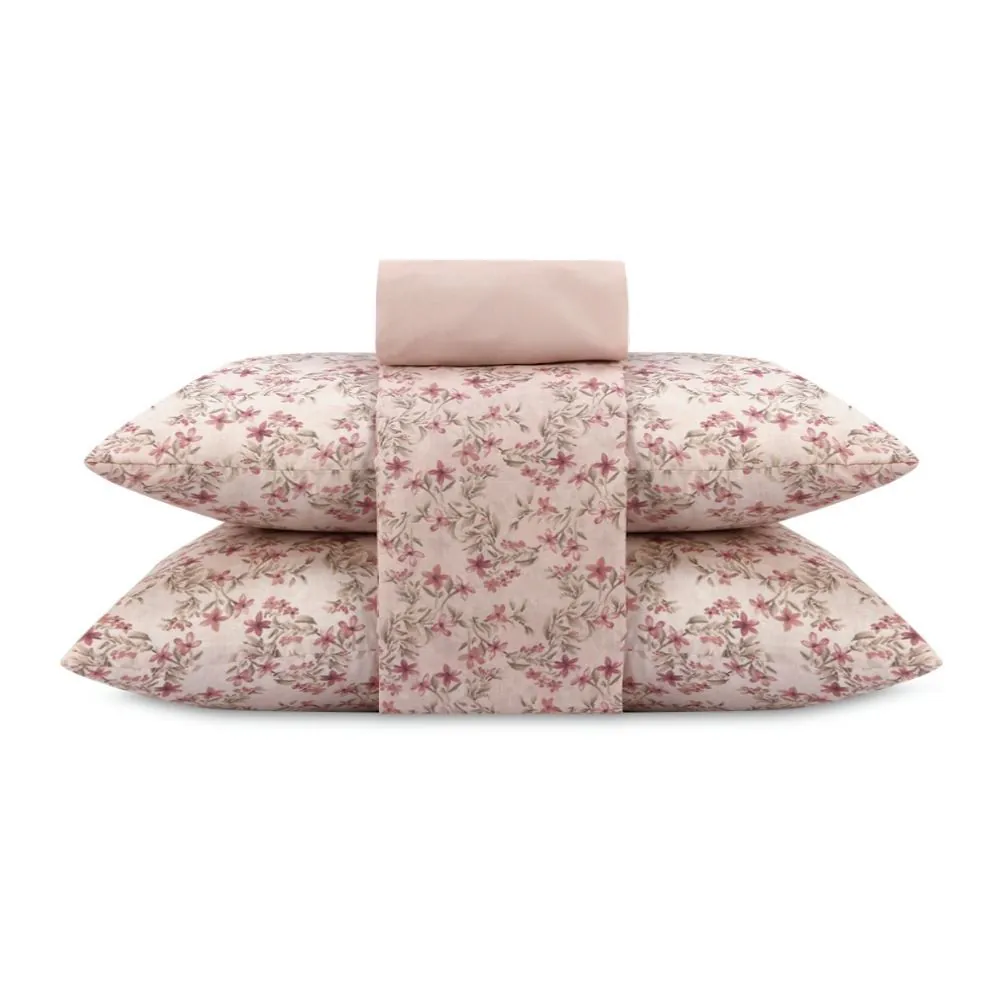 Jogo de Cama Queen Napoli 4 pçs - Elise Flowers Rosa