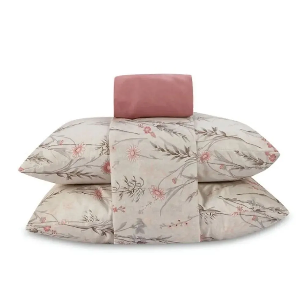 Jogo de Cama Queen Napoli 4 pçs - Ofélia Flor Rosa