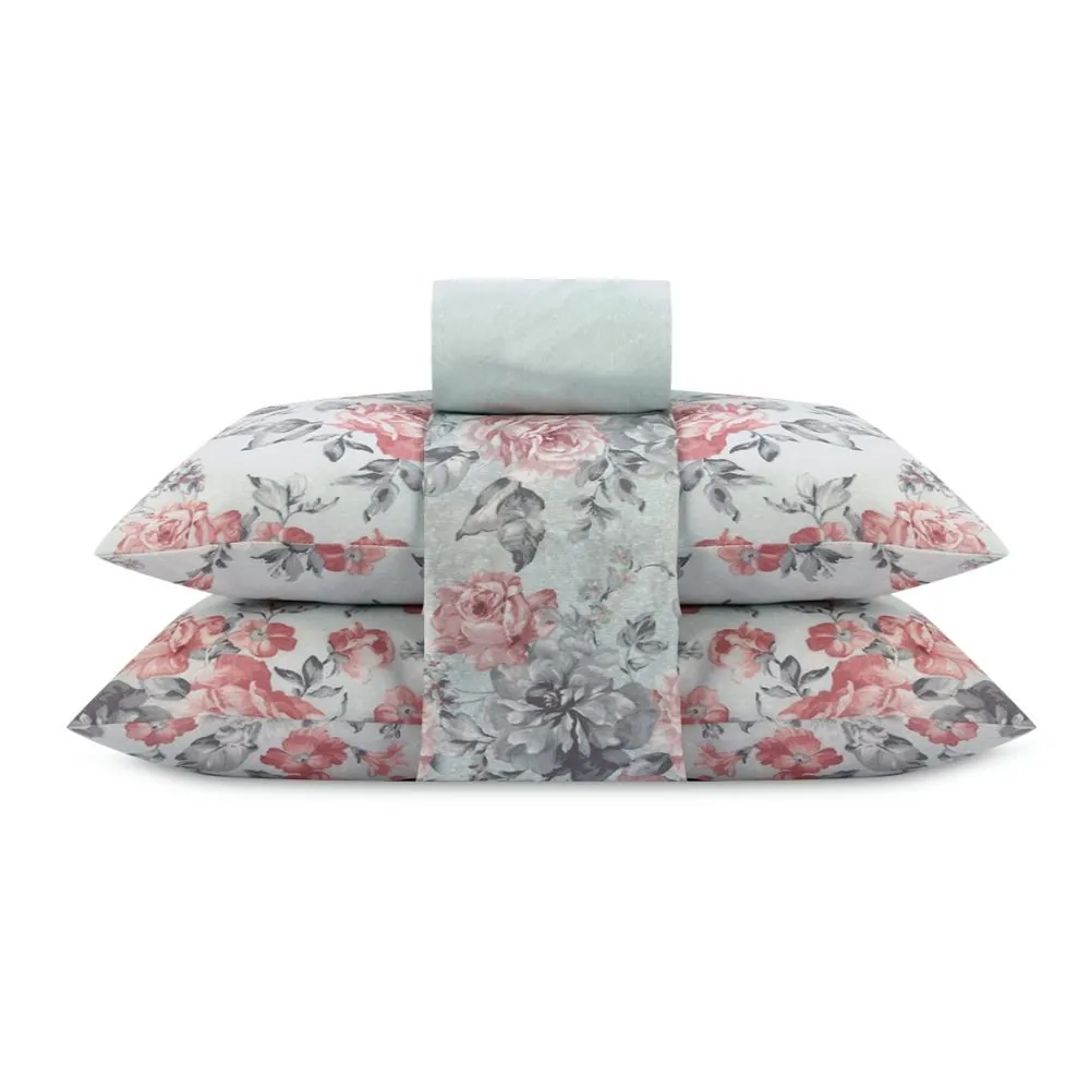Jogo de Cama Queen Napoli 4 pçs - Suela Flowers Verde