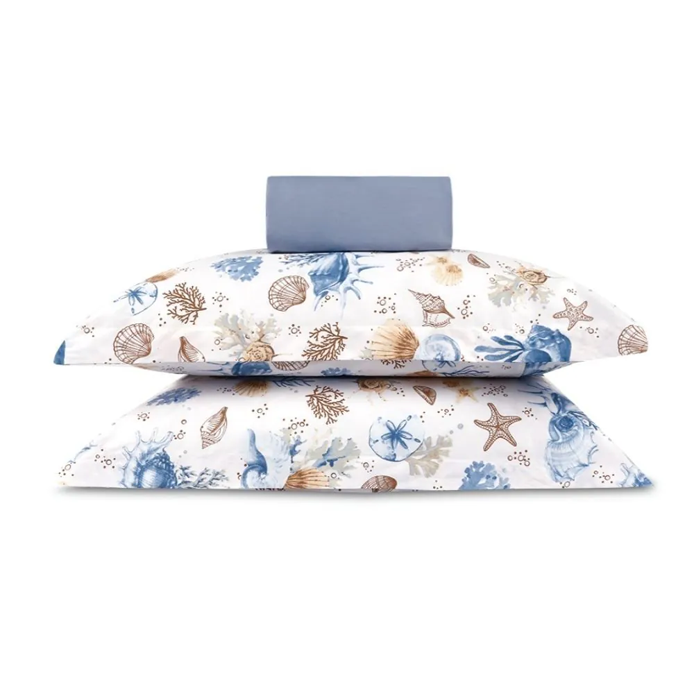 Jogo de Cama Queen Percal Buona Fortuna 3 pçs - Acqua Azul Novo