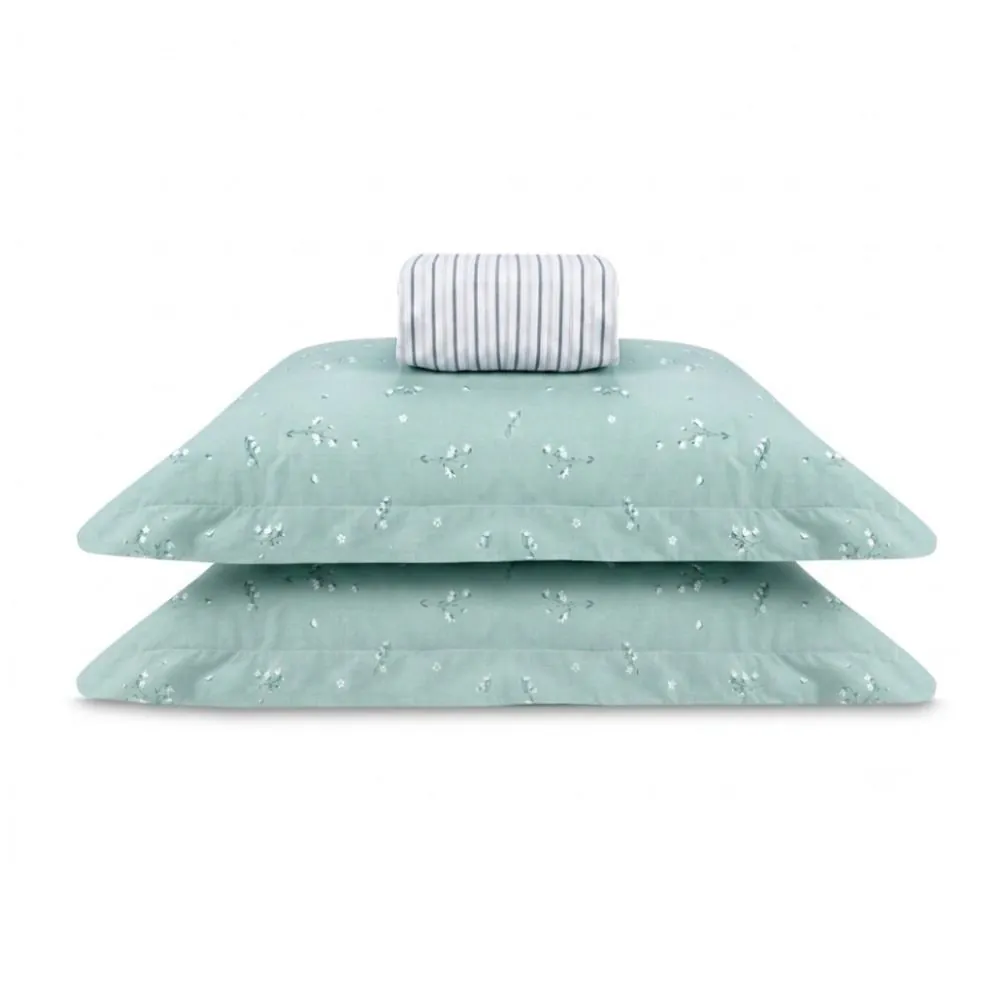 Jogo de Cama Queen Percal Buona Fortuna 3 pçs - Iris Listra Verde