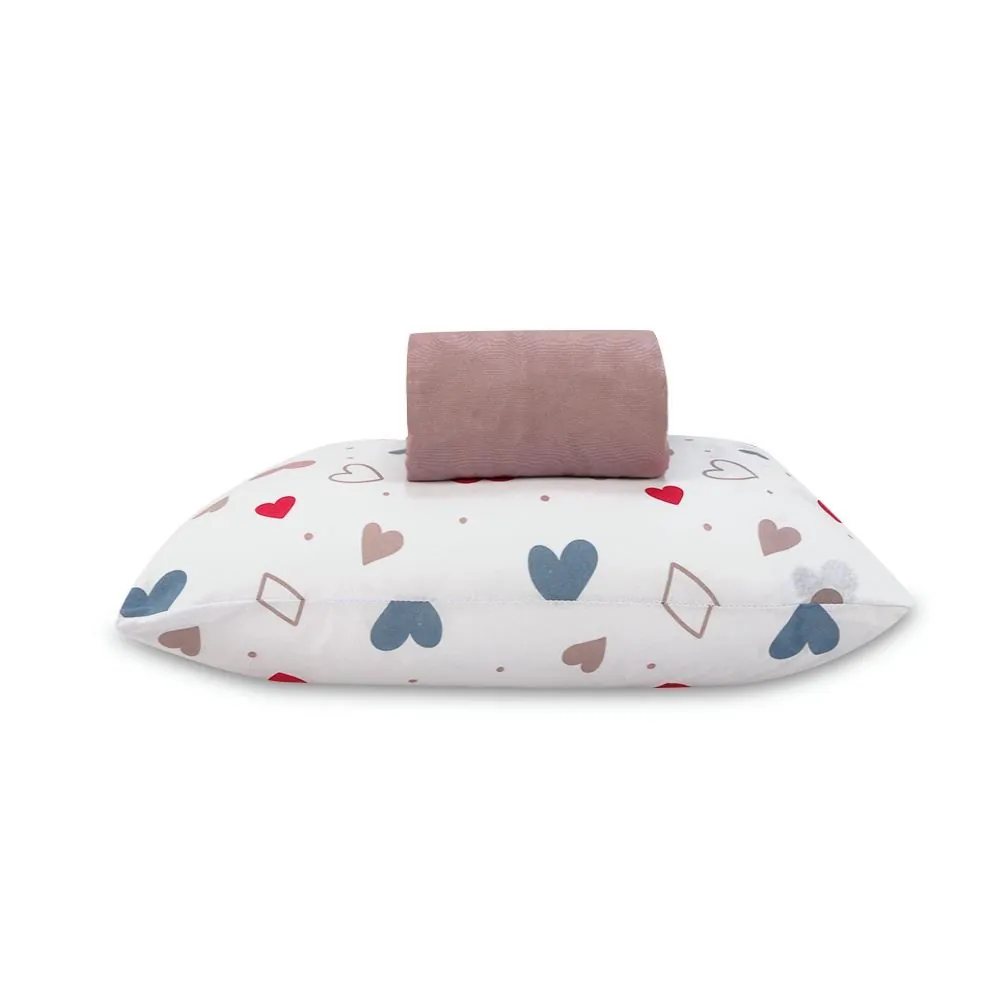 Jogo de Cama Solteiro Kids Malha Solecasa by Kids 2 pçs - Corações Coloridos