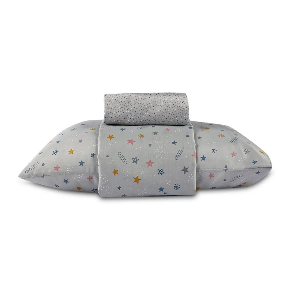Jogo de Cama Solteiro 150 Fios Kids 3 pçs - Aster Star Cinza