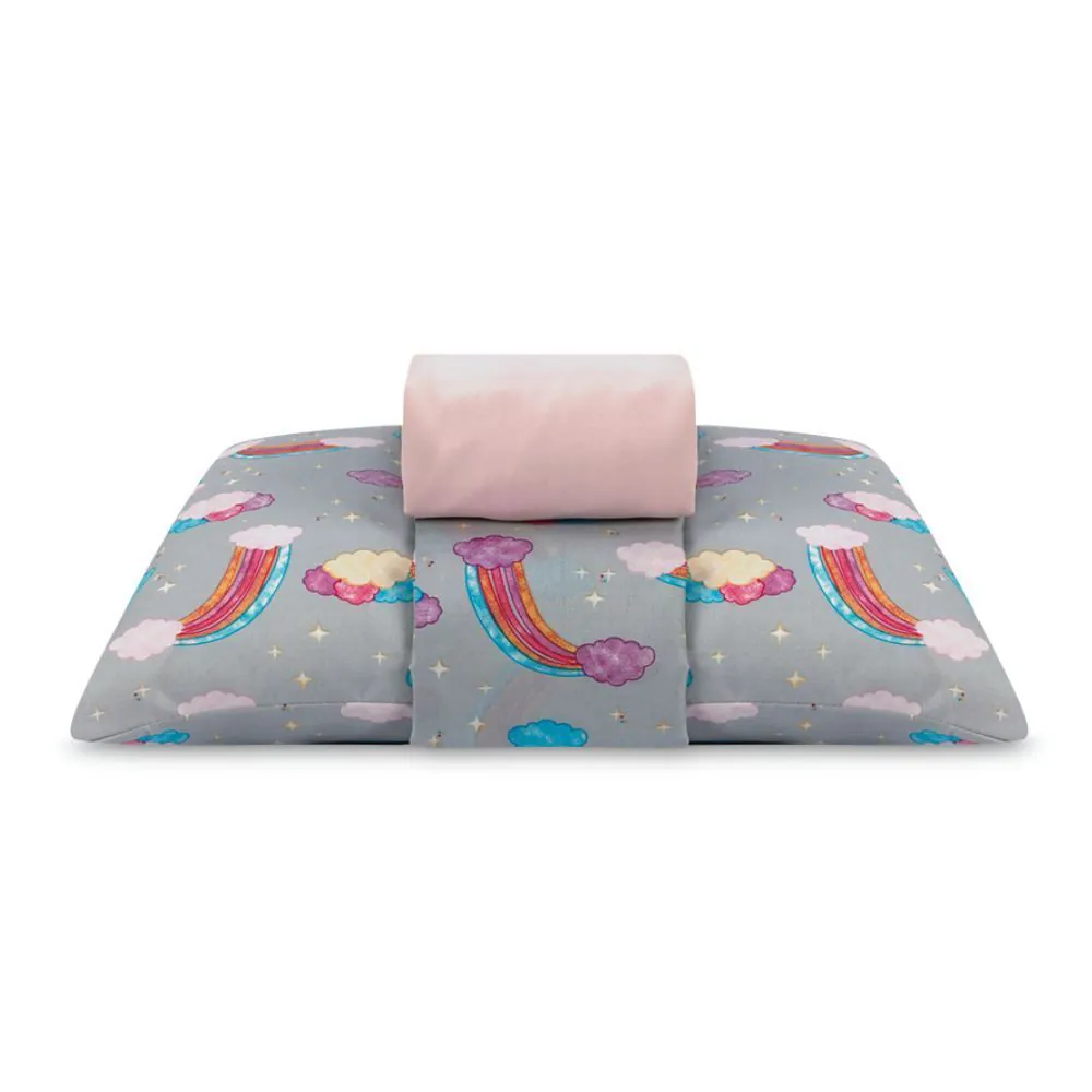 Jogo de Cama Solteiro 150 Fios Kids 3 pçs - Rainbow Cinza