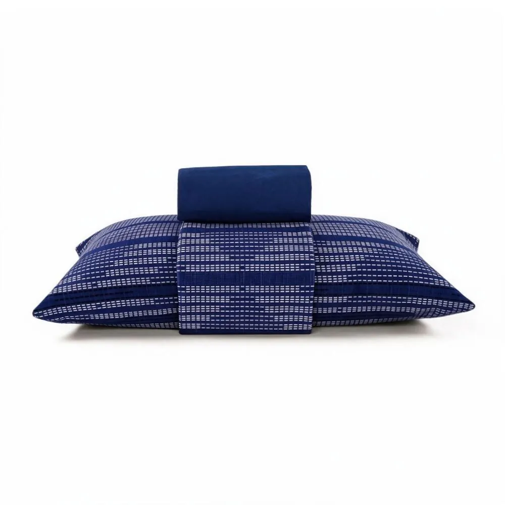 Jogo de Cama Solteiro Micropercal 3 pçs - Étnico Azul