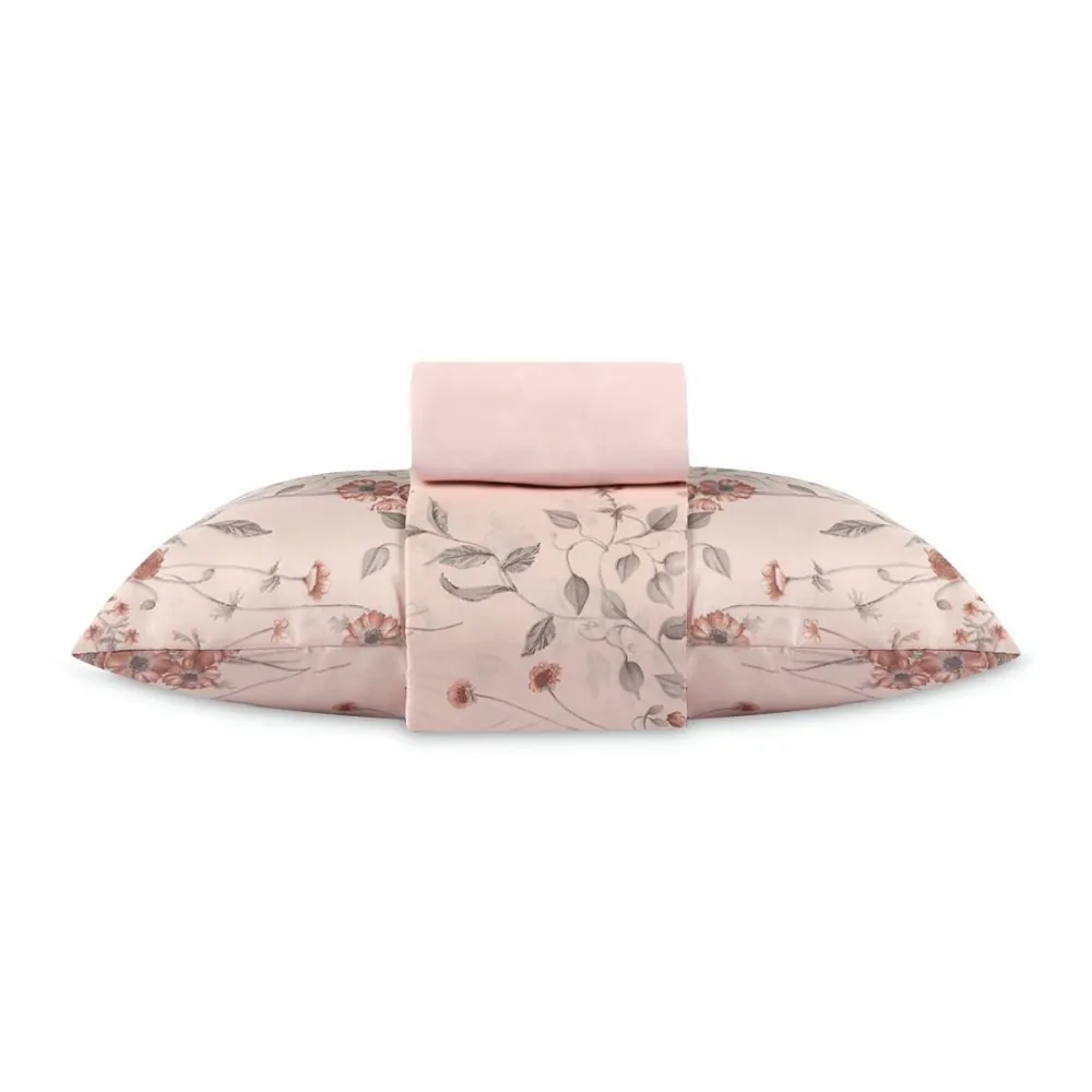 Jogo de Cama Solteiro Napoli 3 Peças - Suri Flowers Rosa 2