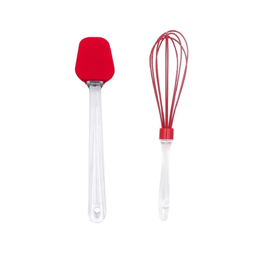 Jogo de Espátula e Batedor Basic 2 Peças - Vermelho