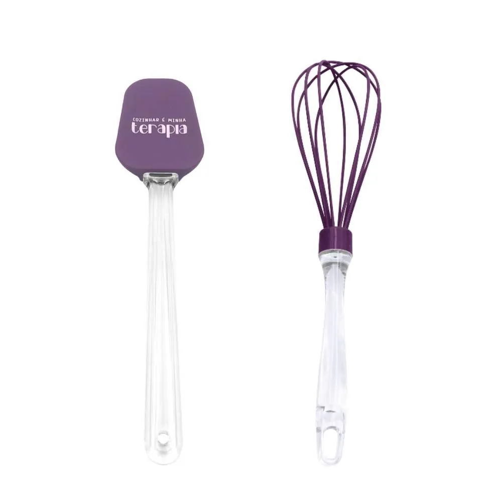 Jogo de Espátula e Fouet de Silicone Cozinhar - 2 Peças