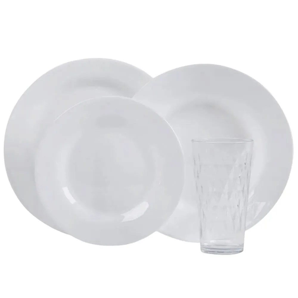 Aparelho de Jantar Opaline Menu Vitrage Nadir 16 Peças - Branco