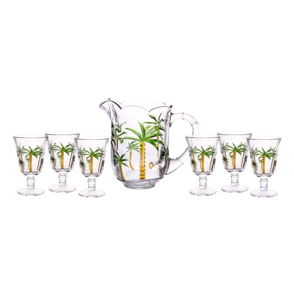 Jogo de Jarras com Taças Palm Lyor - 7 Peças