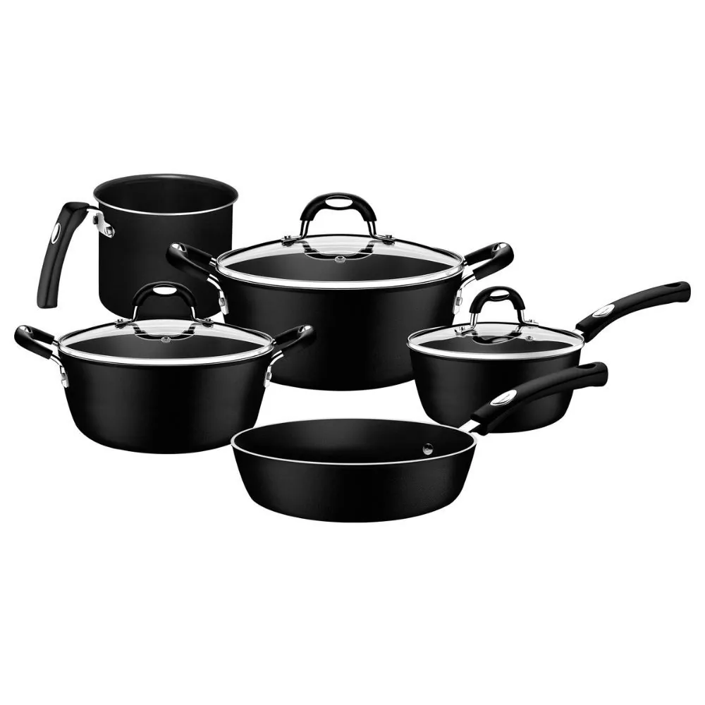 Jogo de Panelas Tramontina Mônaco Starflon Excellent 5 Peças - Preto