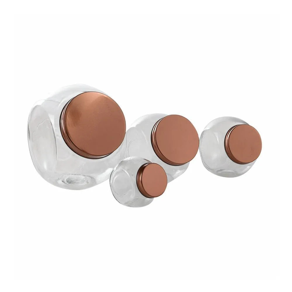 Jogo de Potes Herméticos Rose Gold Hauskraft - 4 Peças