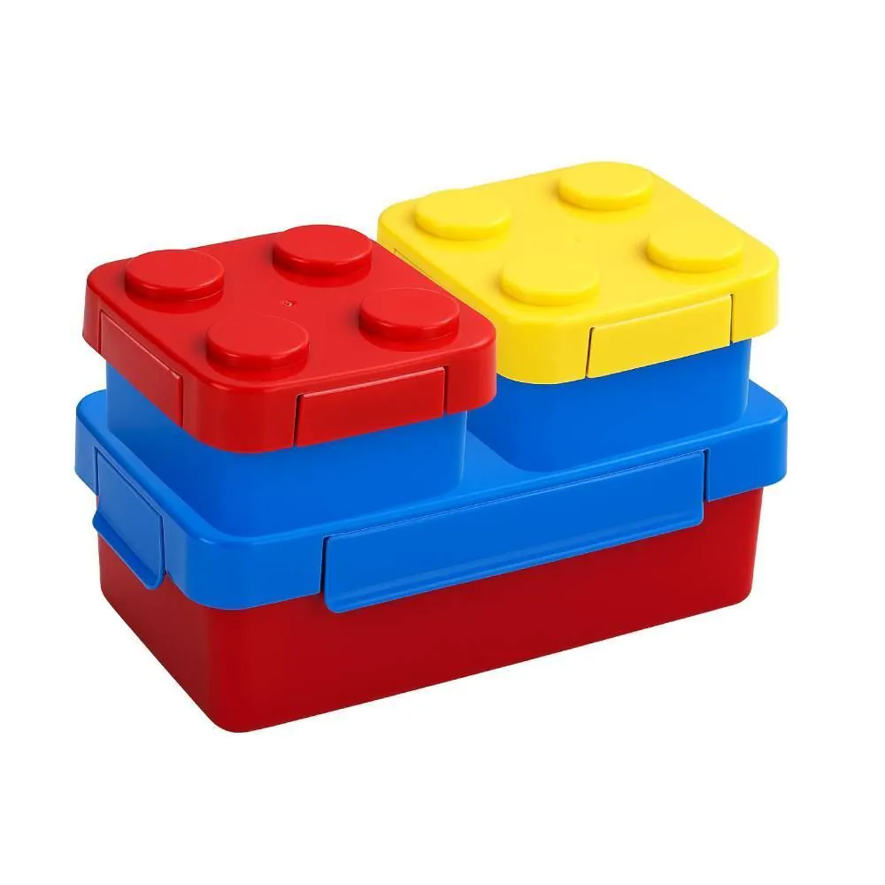 Jogo de Potes Lancheira Blocos de Montar 3 Peças - Lego