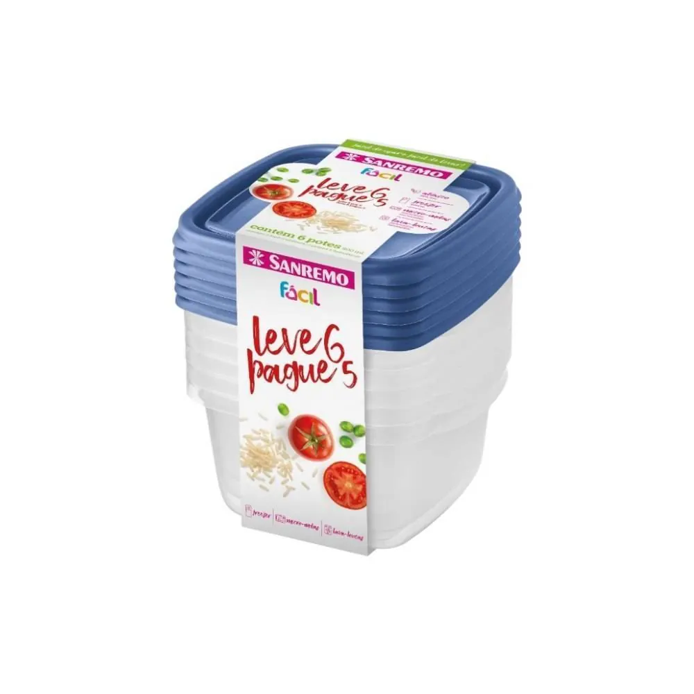 Jogo de Potes Leve 6 Pague 5 800 ml Sanremo - Sortido