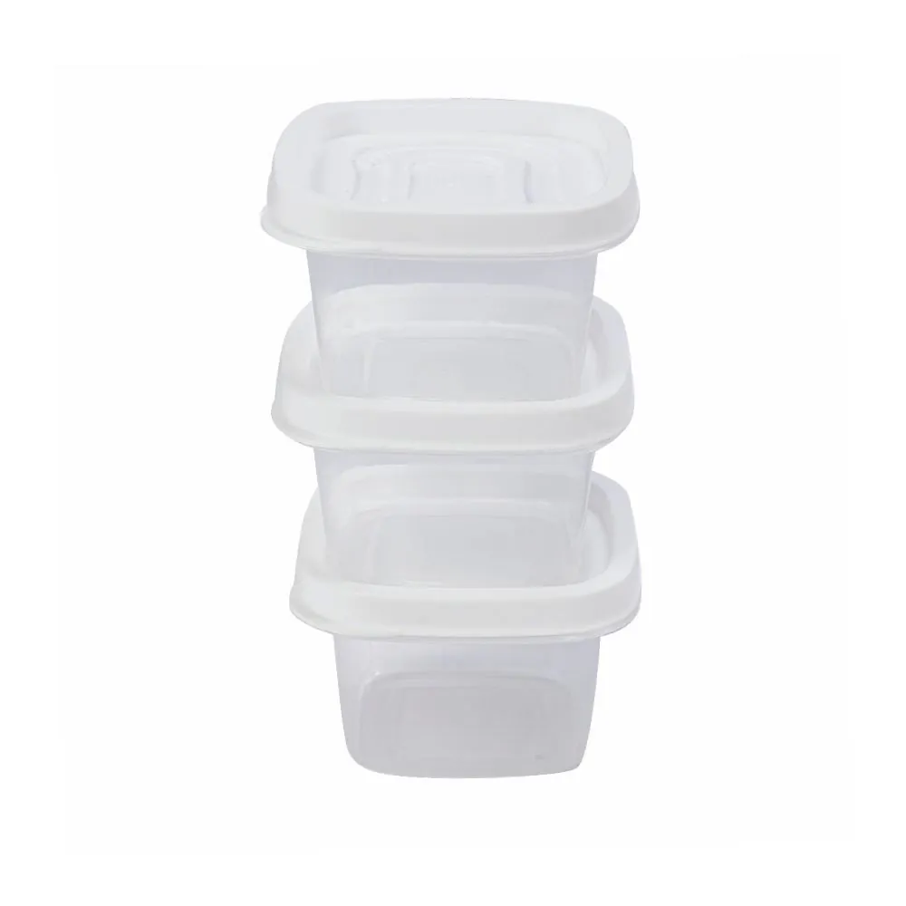 Jogo de Potes Quadrado Clic Plasútil 200 ml - 3 Peças