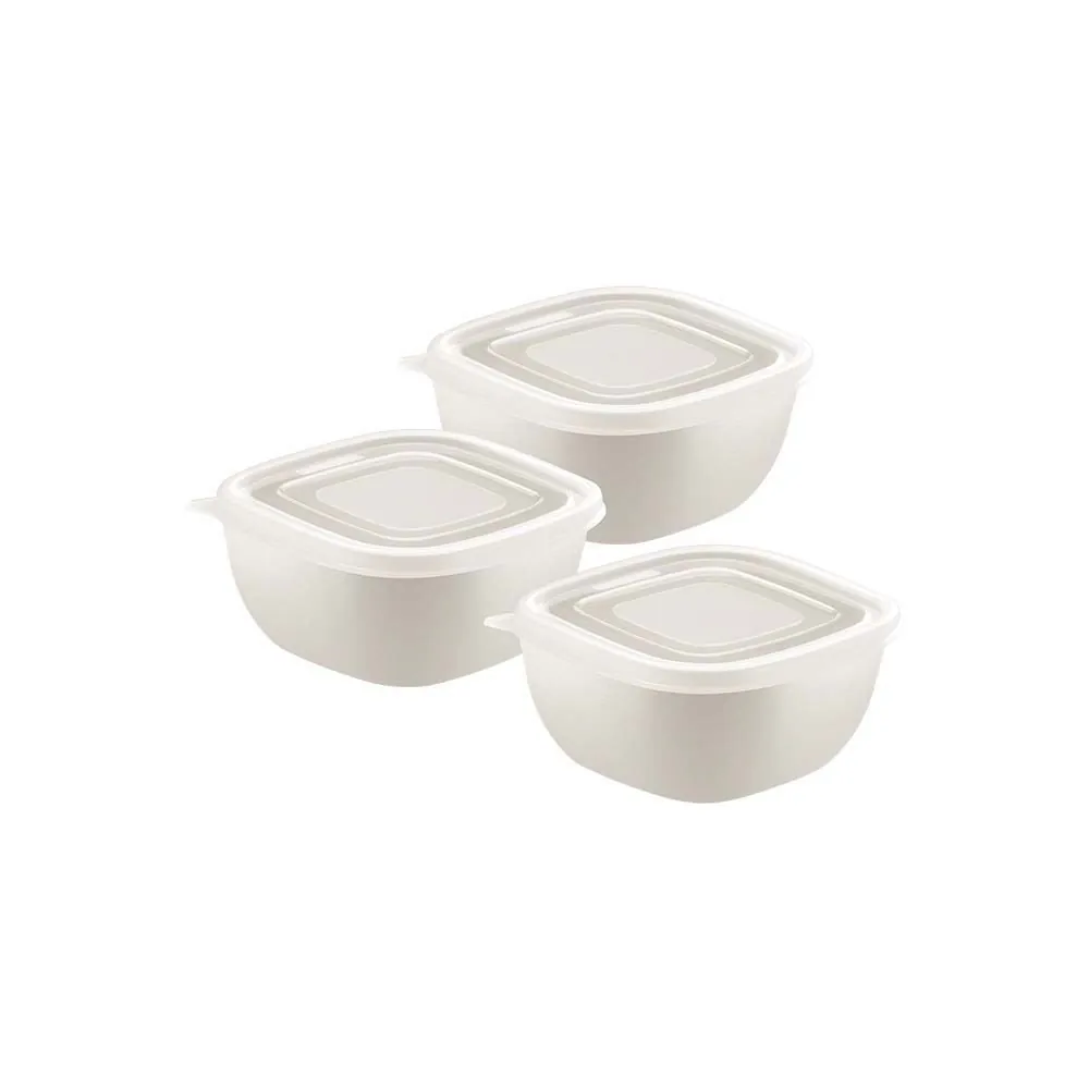 Jogo de Potes Tramontina Mixcolor Tampa Transparente 300 ml 3 Peças - Branco Algodao