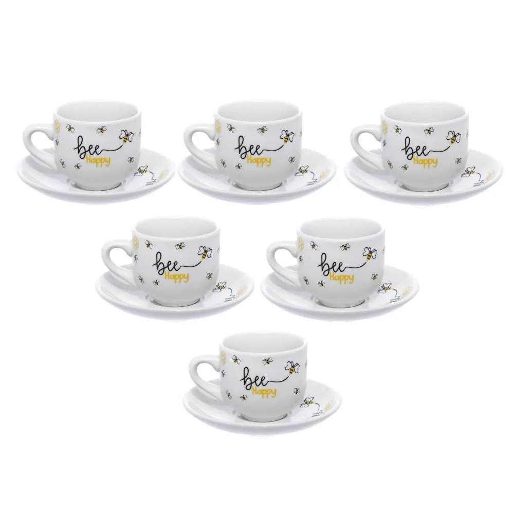 Jogo de Xicaras de Café Honey 12 Peças Hauskraft - Branco e Amarelo