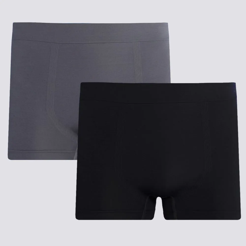 Kit 2 Cuecas Boxer Sem Costura em Poliamida Marc Alain Preto/Chumbo